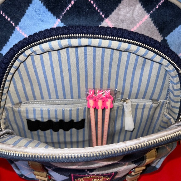 NWT JUICY COUTURE Blue Plaid Velour Regal Backpack School Book Bag Rare Vintage - Picture 10 of 16